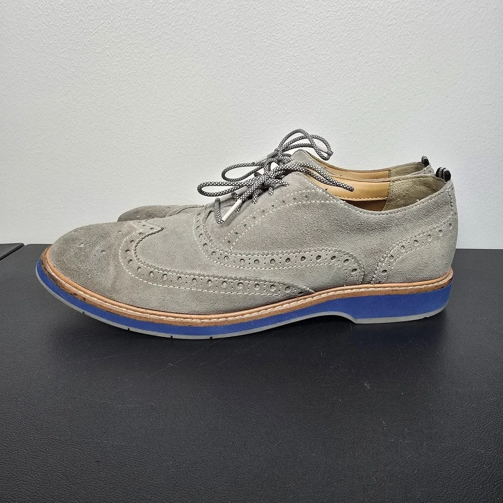 Cole Haan Shoes Mens 9.5 Gray Suede Morris Wingtip Oxford Sneakers Comfort Dress